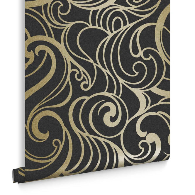 【限定数】輸入壁紙 Graham & Brown / HULA SWIRL NOIR 105273