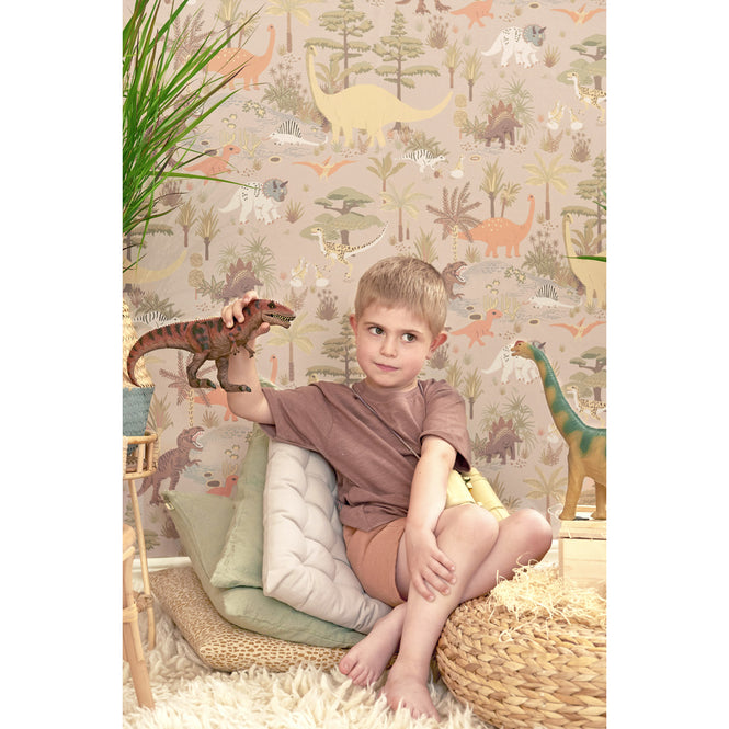 輸入壁紙 Majvillan / VINTAGE JOURNEY / Dinosaur vibes Sandy beige 154-01