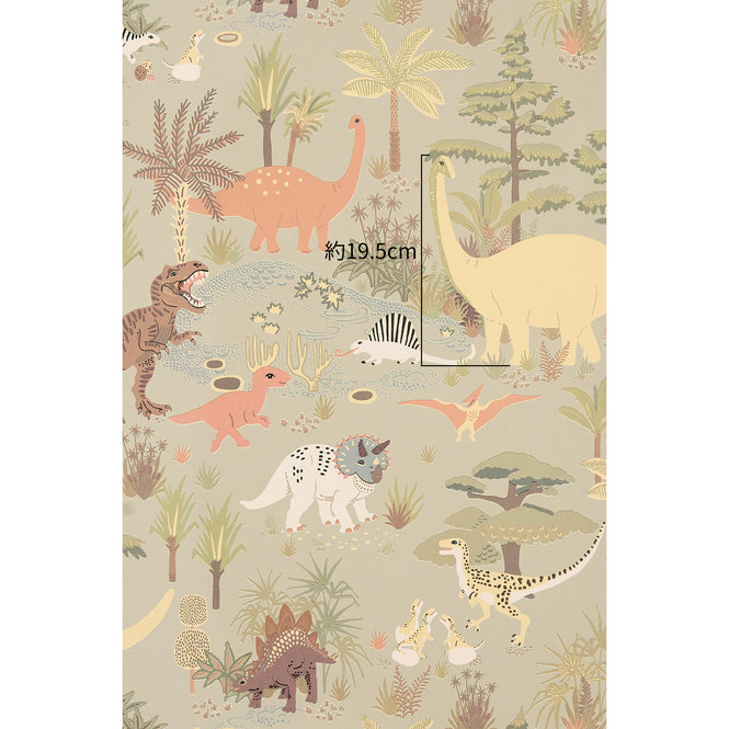 輸入壁紙 Majvillan / VINTAGE JOURNEY / Dinosaur vibes Soft green 154-02