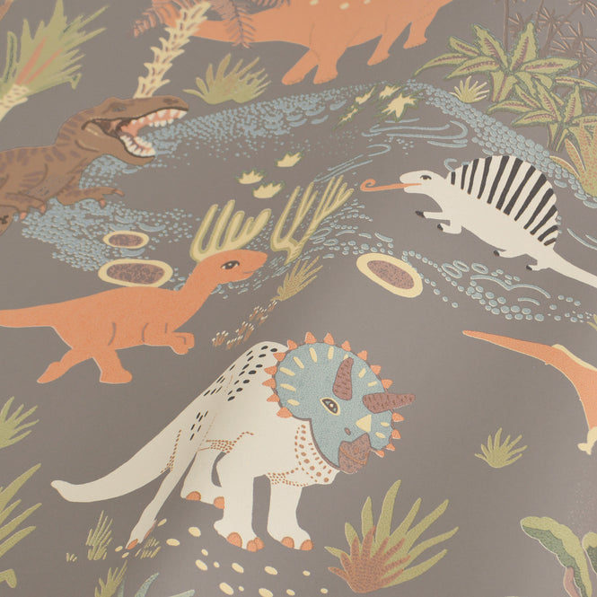 輸入壁紙 Majvillan / VINTAGE JOURNEY / Dinosaur vibes Evening grey 154-03