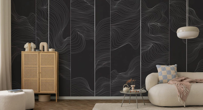 PHOTOWALL / Illuminated Lines Curved - Graphite Pearl (e84146)