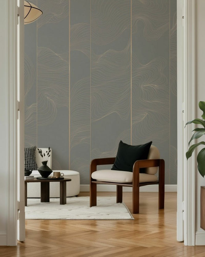 PHOTOWALL / Illuminated Lines Curved - Grey (e84147)