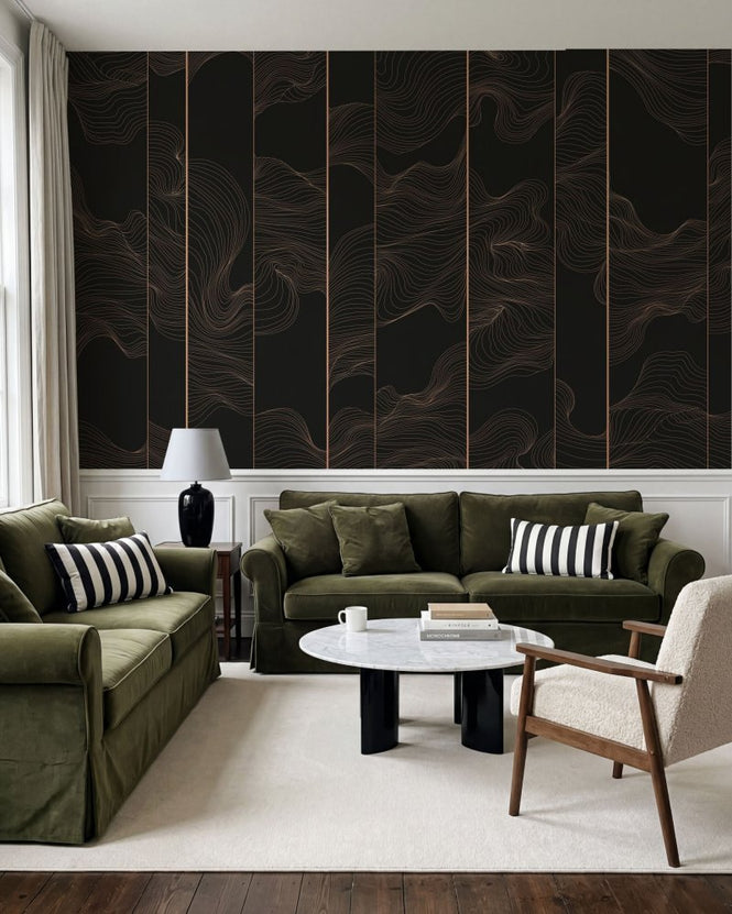 PHOTOWALL / Illuminated Lines Curved - Soft Dark (e84151)