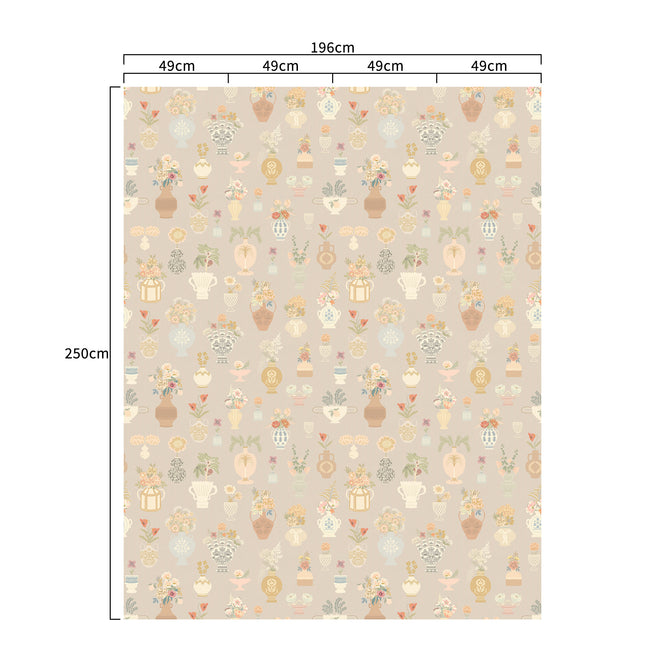 輸入壁紙 Majvillan / A sip of summer's spell / Floral Daiquiri Misty gray 901-01【4パネル1セット】