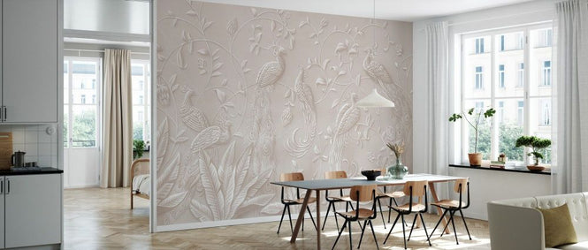 PHOTOWALL / Elegant Relief With Peacocks - Warm Hue (e93429)