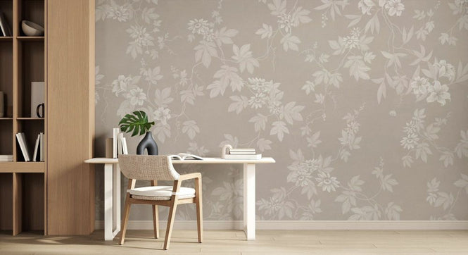 PHOTOWALL / Lovely Floral Design - Beige White (e93695)