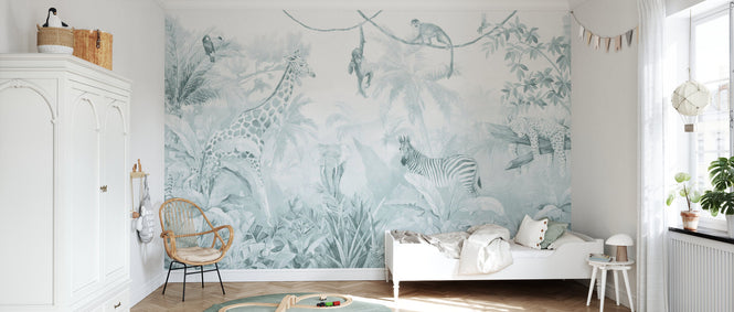 PHOTOWALL / Jungle Friends with Jungle Background - Turquoise (e94549)