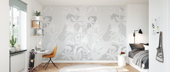 PHOTOWALL / Jungle Foliage - Grey Vintage (e94550)