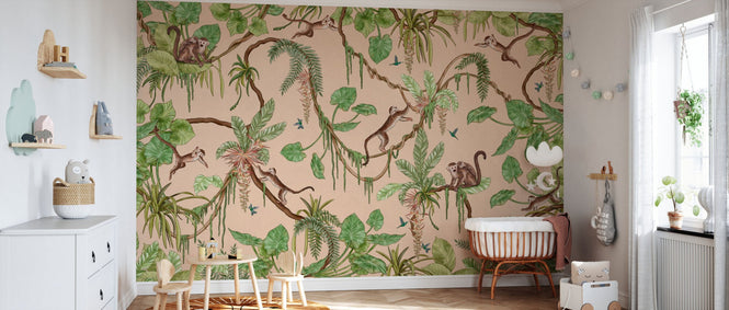 PHOTOWALL / Playful Monkeys - Beige (e94559)