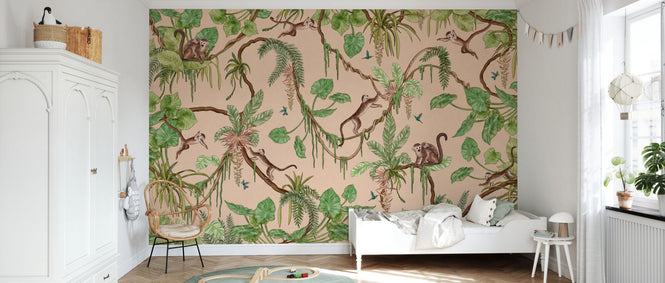 PHOTOWALL / Playful Monkeys - Beige (e94559)