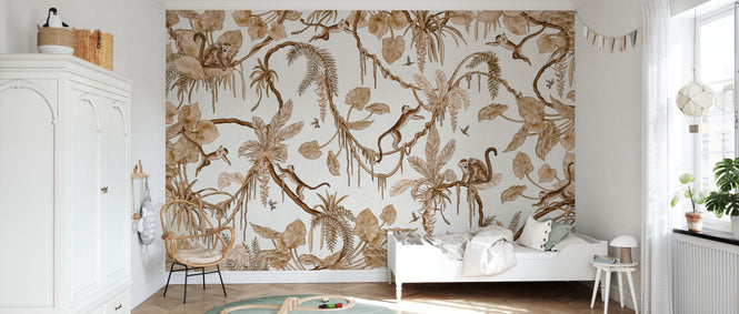 PHOTOWALL / Playful Monkeys - Vintage - White (e94577)