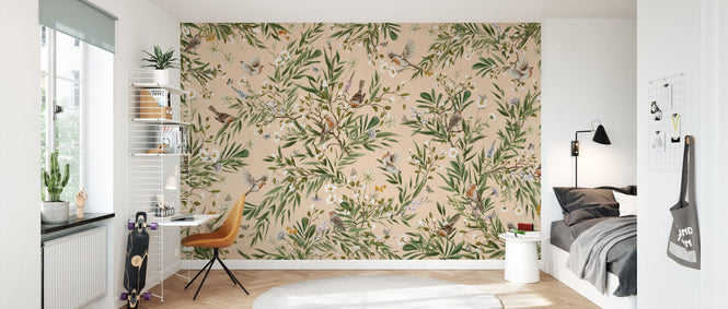PHOTOWALL / Playful Robins - Beige (e94579)