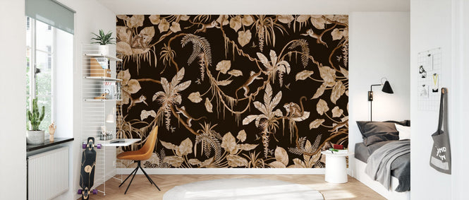 PHOTOWALL / Playful Monkeys - Vintage - Black (e94582)