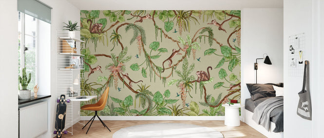 PHOTOWALL / Playful Monkeys - Green (e94585)