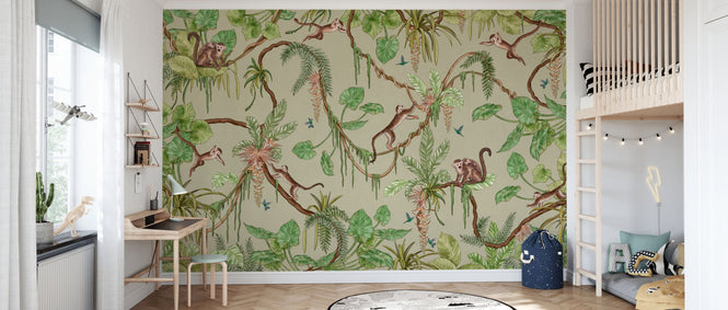PHOTOWALL / Playful Monkeys - Green (e94585)