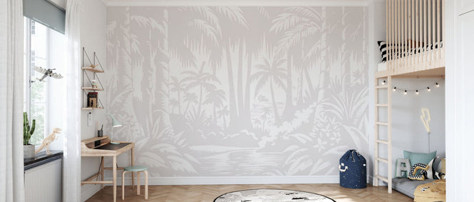 PHOTOWALL / Jungle View - Light Grey (e94622)