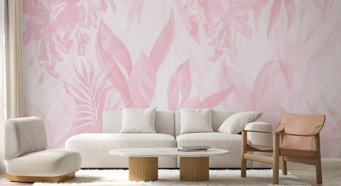 PHOTOWALL / Leafy Greenery - All Pink (e94737)