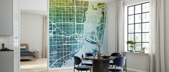PHOTOWALL / Miami Florida City Street Map - Ombre (e94825)