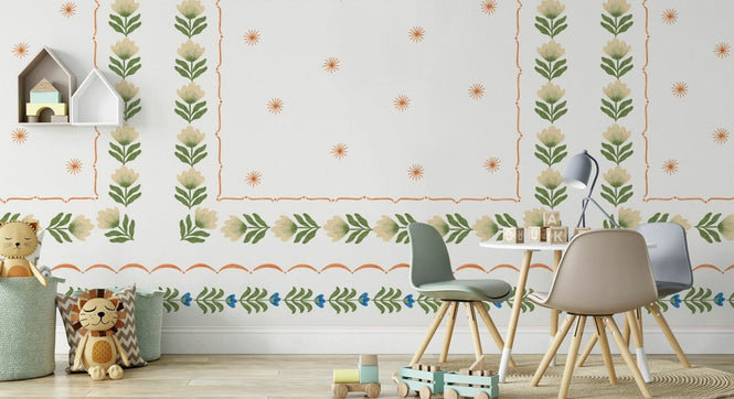 PHOTOWALL / Greek Flower Frame - White III (e94911)