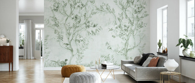 PHOTOWALL / Pretty Birds in Branches - Green (e95222)