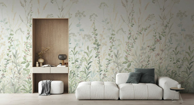 PHOTOWALL / Field of Flower Blossoms - Green (e95325)