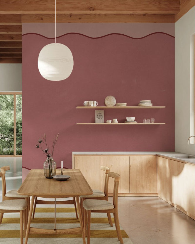 PHOTOWALL / Wavy Border Wall - Red Pink (e96492)