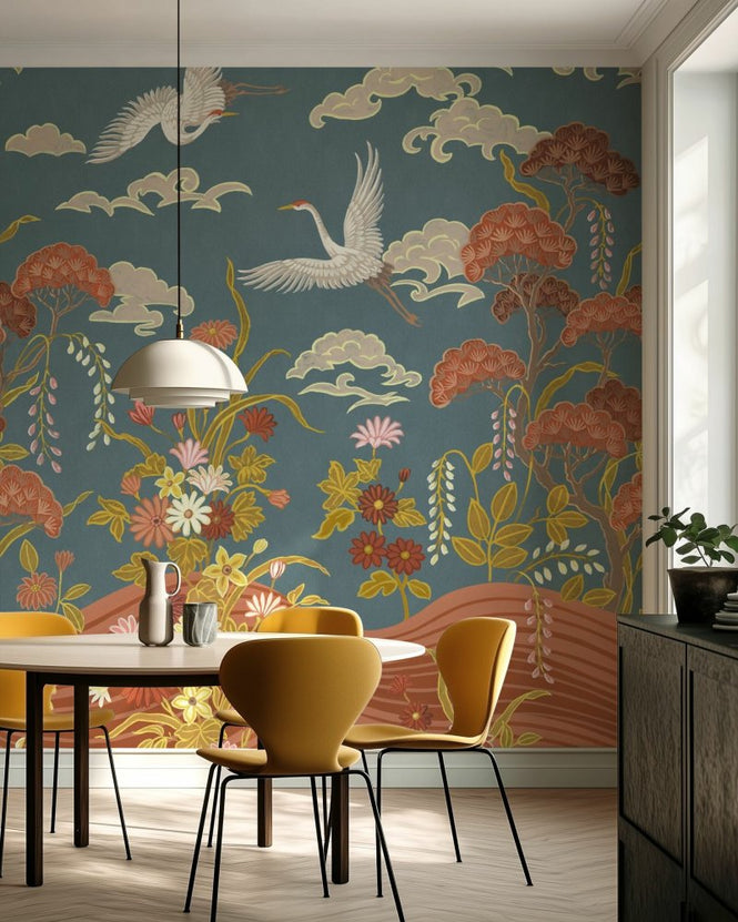 PHOTOWALL / Cranes Passage - Blue (e97097)