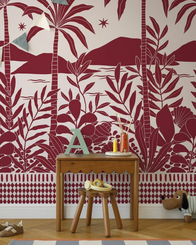 PHOTOWALL / Coastal Jungle Flora - Red (e97180)