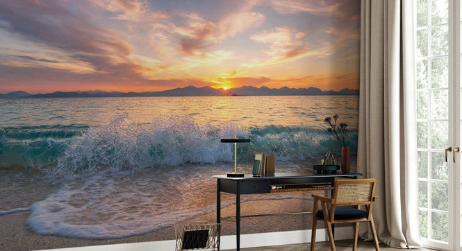 PHOTOWALL / Sunset Over Ocean Waves (e97359)