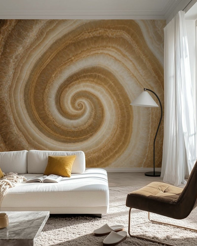 PHOTOWALL / Fibonacci Poster - Yellow Agate Slice Muted Tones (e97524)