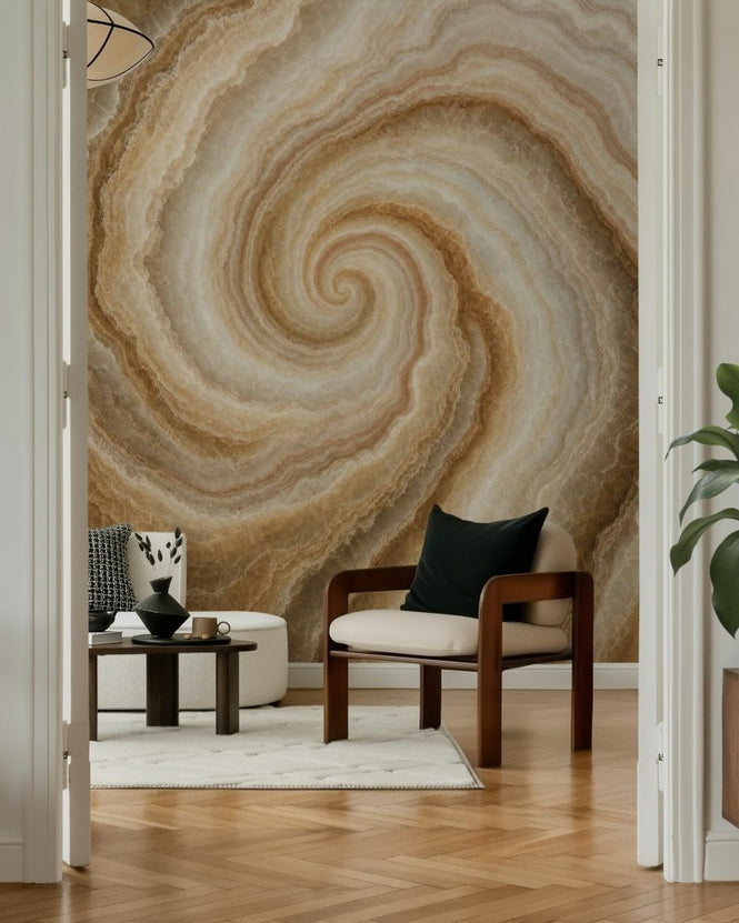 PHOTOWALL / Fibonacci Poster - Golden Marble Flow Muted Tones (e97533)