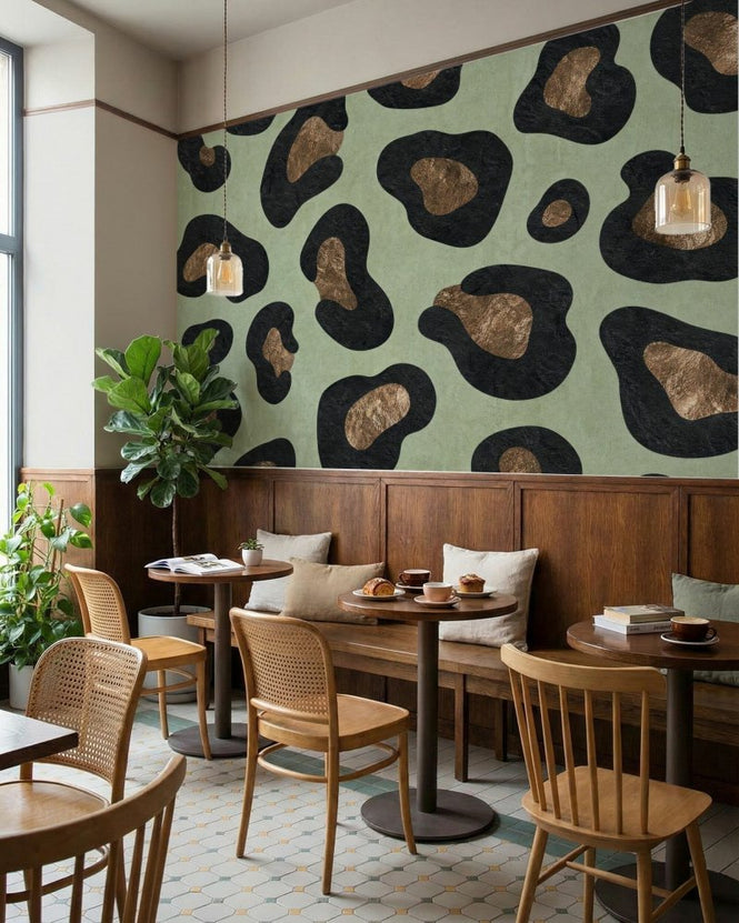 PHOTOWALL / Textured Leopard Print - Sage Green (e97771)