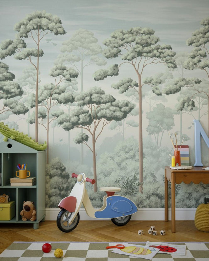 PHOTOWALL / Forest Woodland Canopy - Sage Green (e97975)