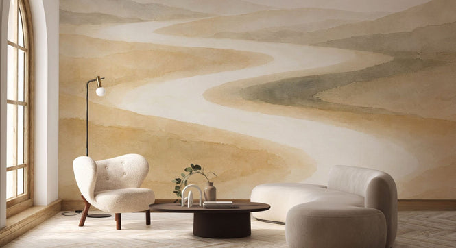 PHOTOWALL / Watercolor River Beige (e98182)