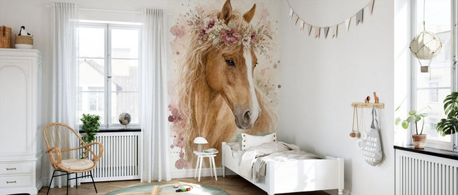 PHOTOWALL / Watercolor Floral Horse (e98184)