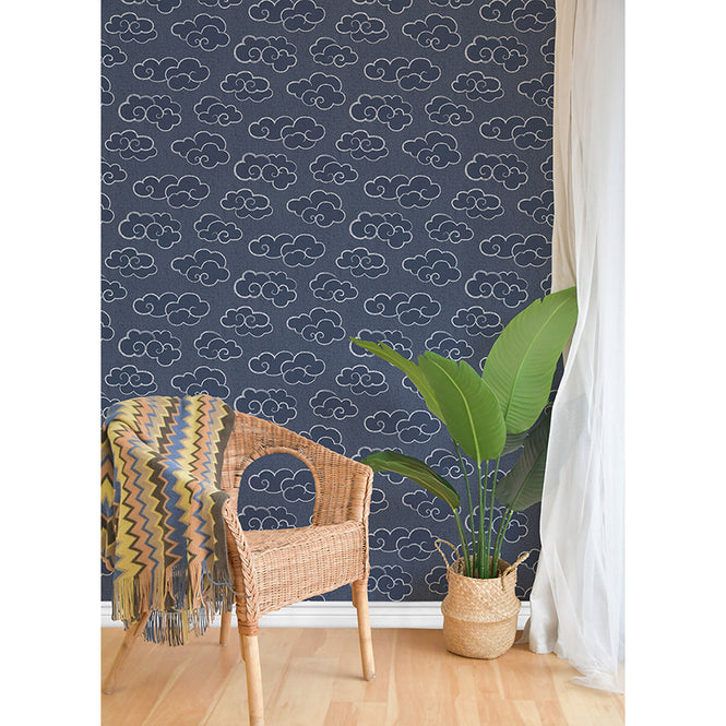 【予約受付】はがせる シール 壁紙 NU WALLPAPER / Navy Alto Peel and Stick Wallpaper / NUS4981
