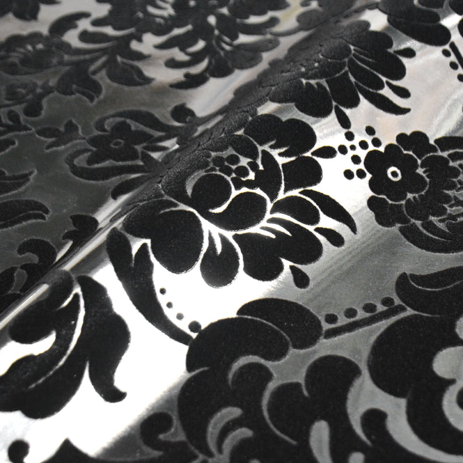 輸入壁紙 Graham & Brown / Gothic Damask Flock / Black & Silver 104562