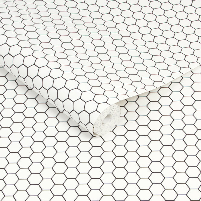 【切売m単位】Graham & Brown / OASIS / HEXAGON LATTICE WHITE 112650