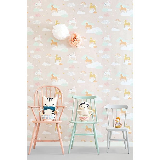 【限定数】輸入壁紙 Majvillan / Wish upon your dreams / Rainbow treasures lovely pastel pink 129-03