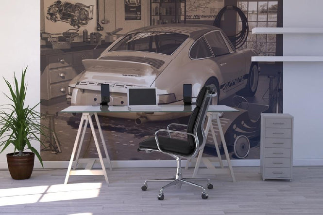 PHOTOWALL / My first and second car - Sepia (e12066)