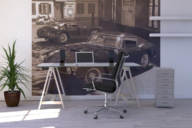 PHOTOWALL / 250GT's in Italy Piazza Trademark Sepia (e12072)