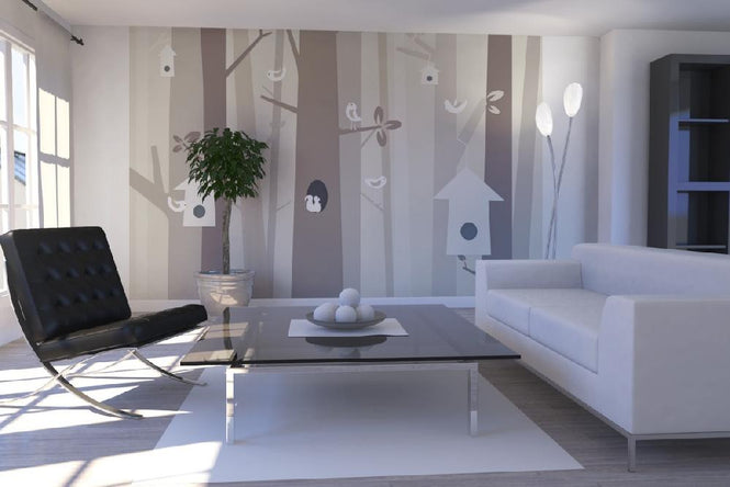 PHOTOWALL / Bird Forest - Beige (e20769)