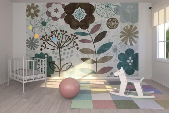 PHOTOWALL / Floral Pop Turquoise (e21554)