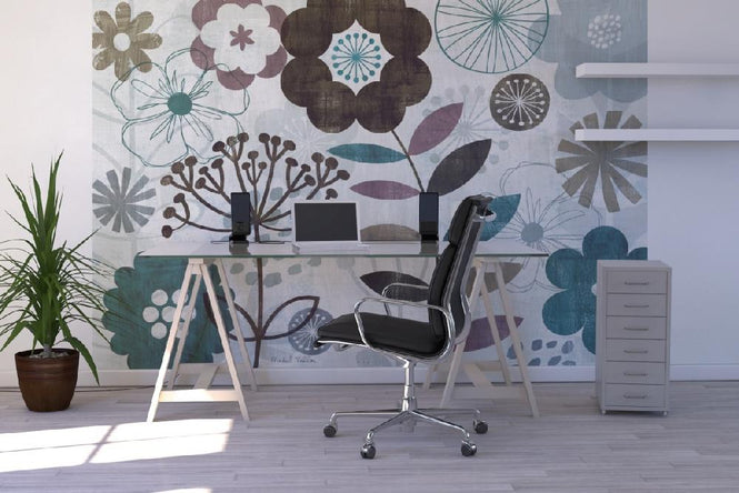 PHOTOWALL / Floral Pop Turquoise (e21554)