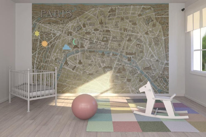 PHOTOWALL / Monuments of Paris Map Blue (e21620)