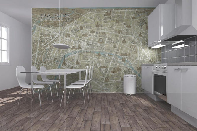 PHOTOWALL / Monuments of Paris Map Blue (e21620)