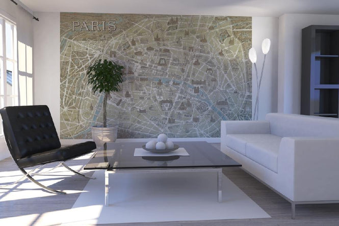 PHOTOWALL / Monuments of Paris Map Blue (e21620)