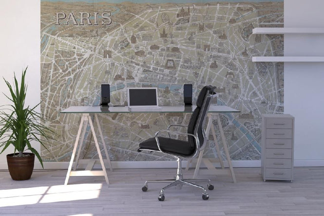 PHOTOWALL / Monuments of Paris Map Blue (e21620)