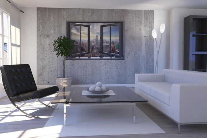 PHOTOWALL / New York Through Window - Concrete Wall (e22319)