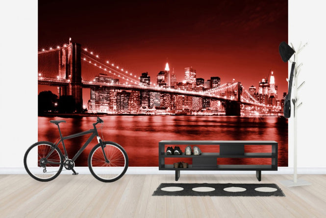 PHOTOWALL / Brooklyn Bridge - Red (e22383)